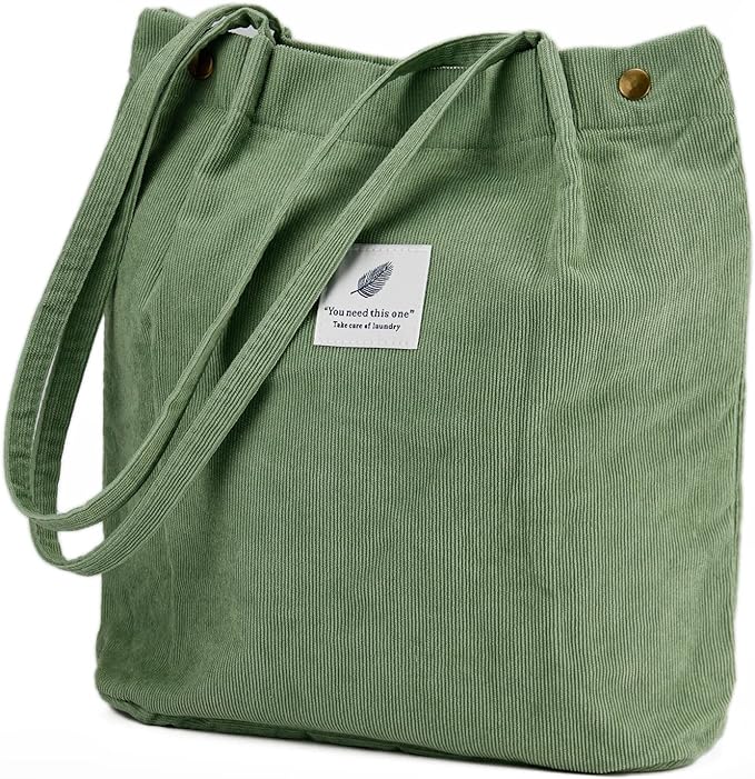 TOPASION Corduroy Tote Bag Cute Tote Bags for Women Shoulder Bag with Inner Pocket for Work Beach Travel and Shopping Grocery